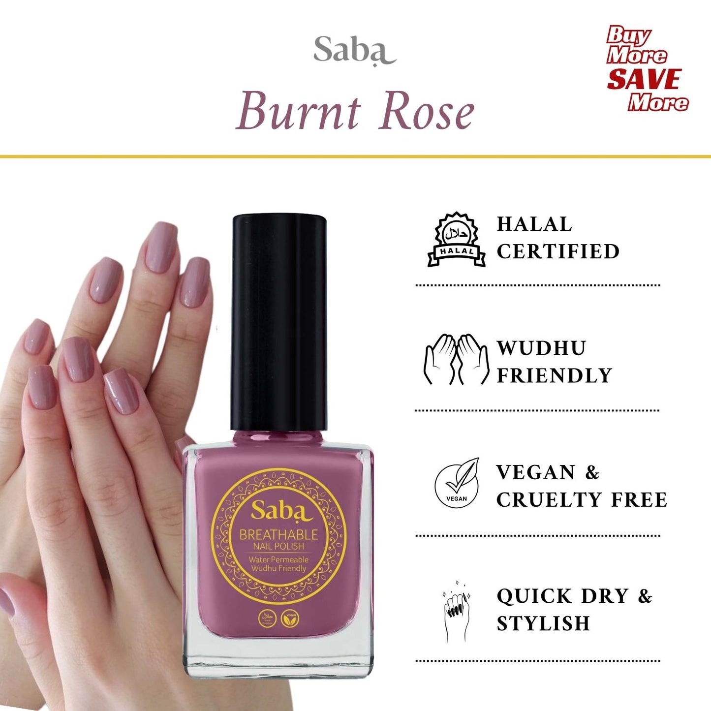 Saba Burnt Rose Breathable Nail Polish
