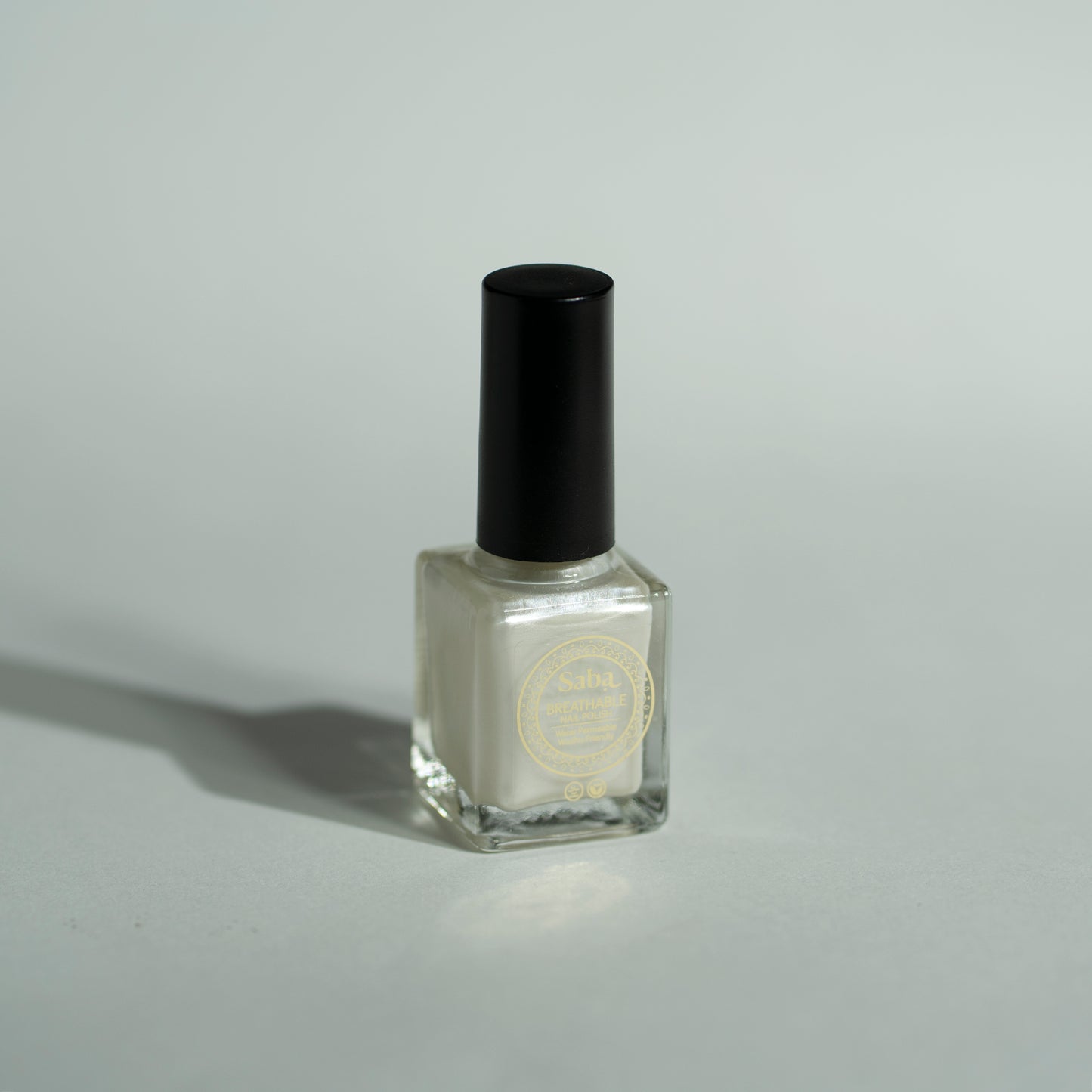 Saba’s breathable Pearl White Nail Polish