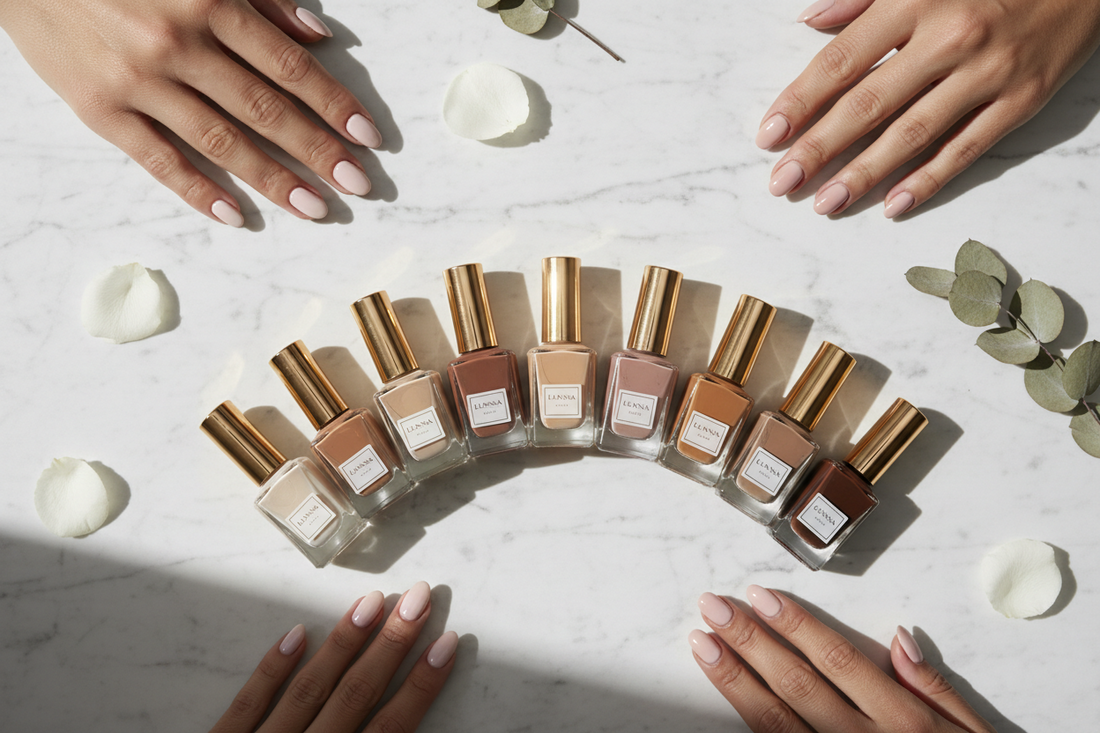 nude nail polish shades asian skin tones comparison