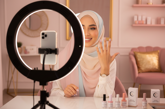 Muslim beauty creator promoting halal breathable nail polish on TikTok