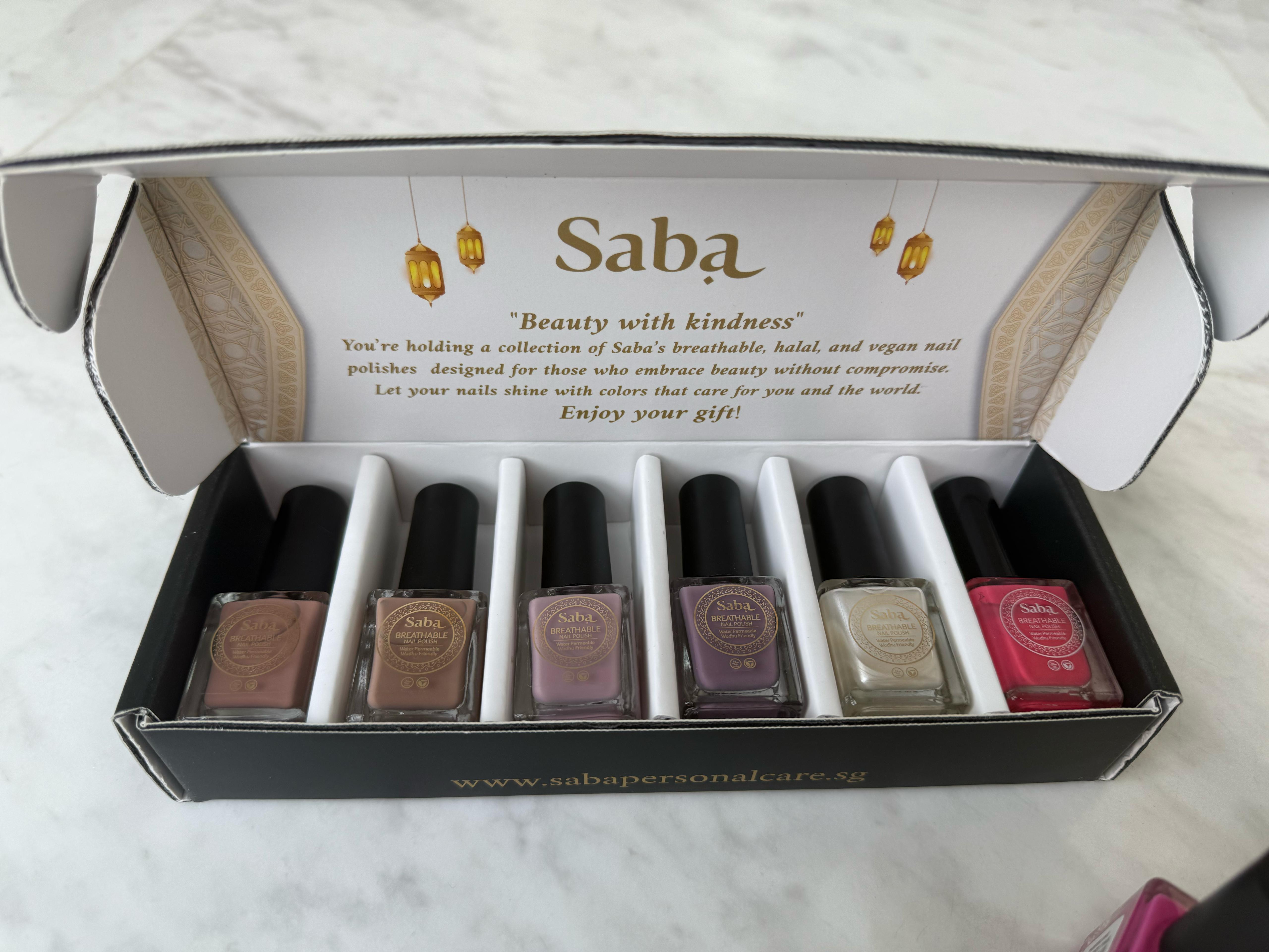 Saba Nail Polish Gift Box – Exclusive 6-Piece Breathable Nail Polish Set