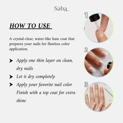 Halal Breathable Nail Polish Base Coat | Wudhu Friendly | Saba Singapore