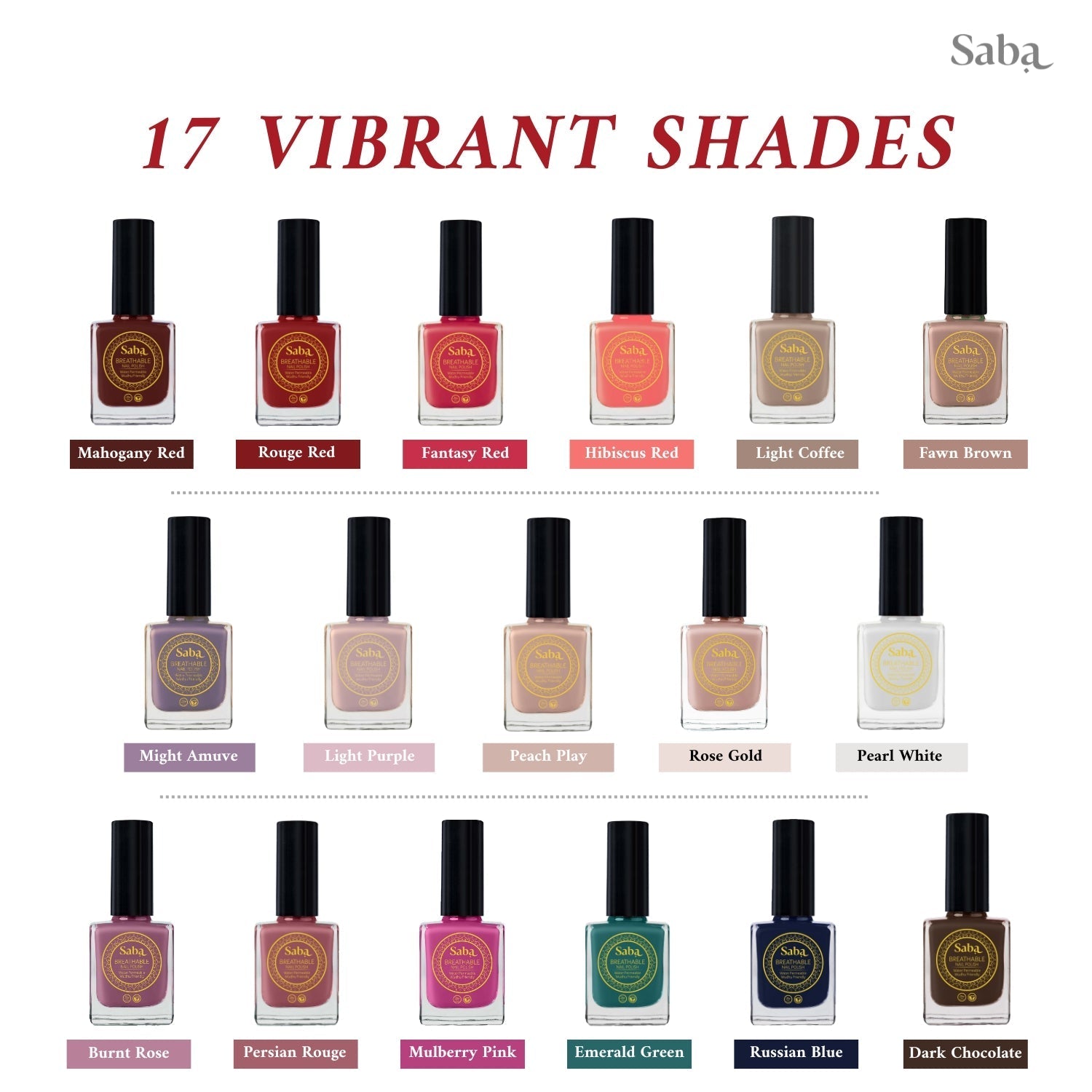 Saba Nail Polish Gift Box – Exclusive 6-Piece Breathable Nail Polish Set