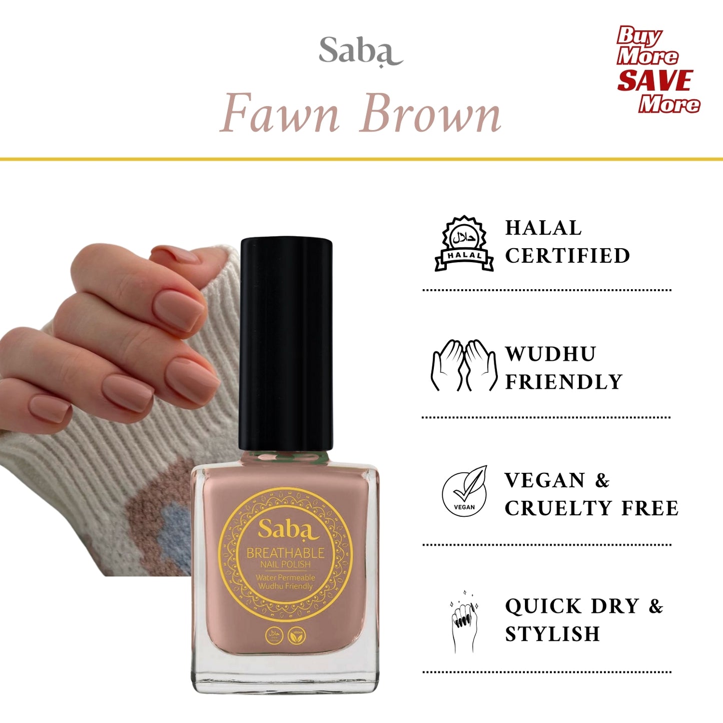 Saba Breathable Nail Polish - Fawn Brown