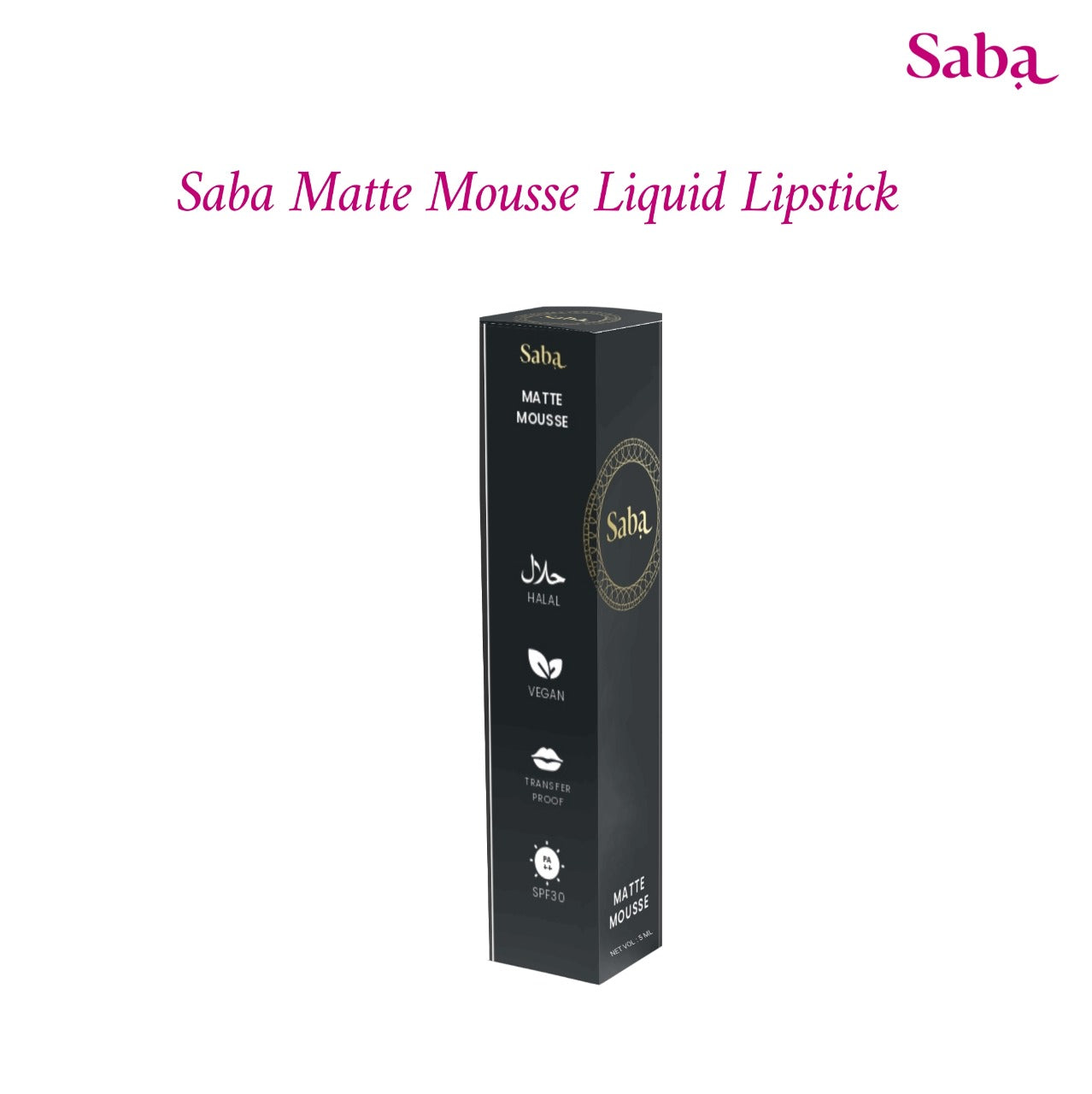 Saba Matte Mousse Liquid Lipstick - Halal Vegan & Breathable with SPF 30