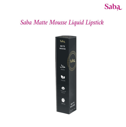 Saba Matte Mousse Liquid Lipstick - Halal Vegan & Breathable with SPF 30