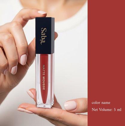 Saba Matte Mousse Liquid Lipstick - Halal Vegan & Breathable with SPF 30