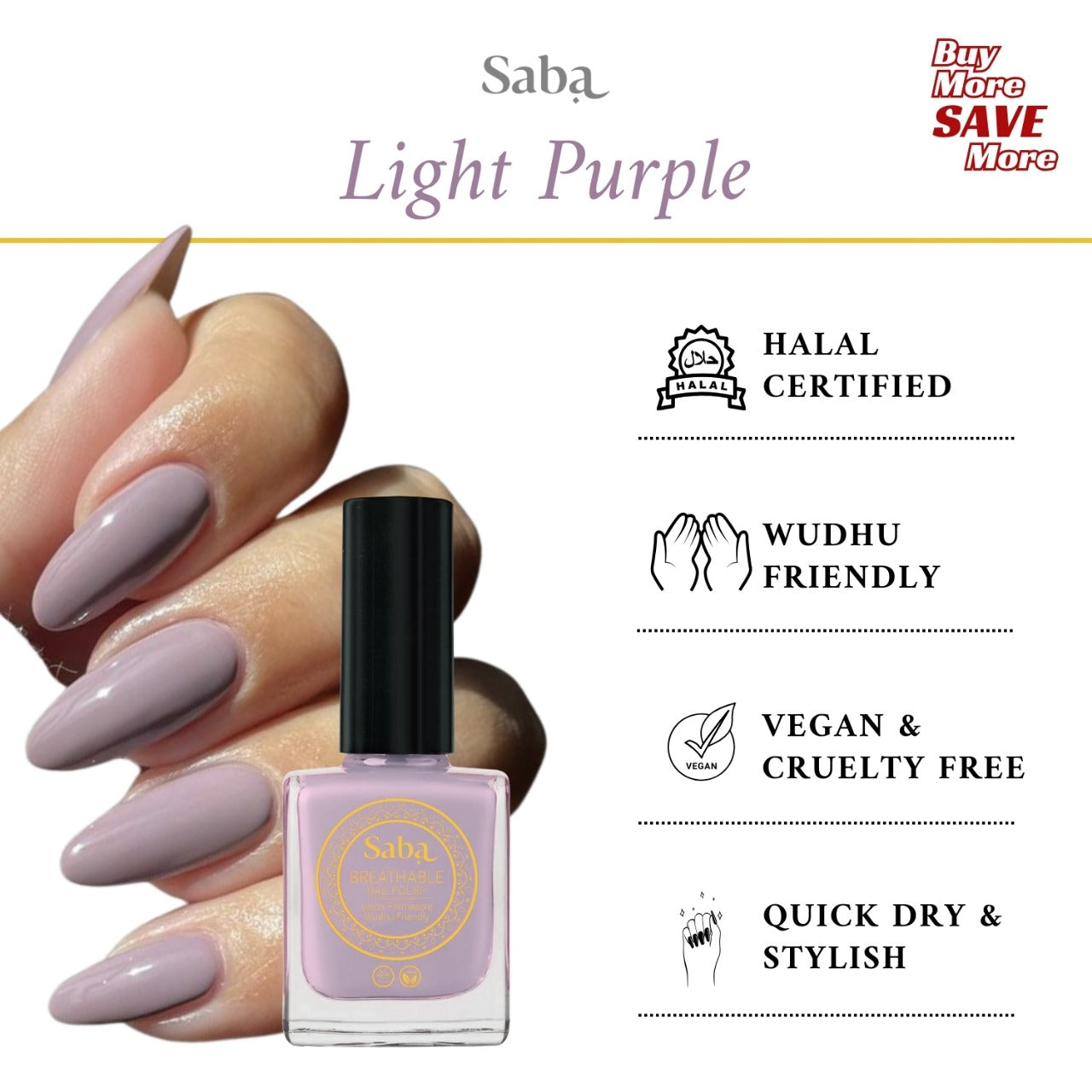 Saba Breathable Nail Polish - Light Purple
