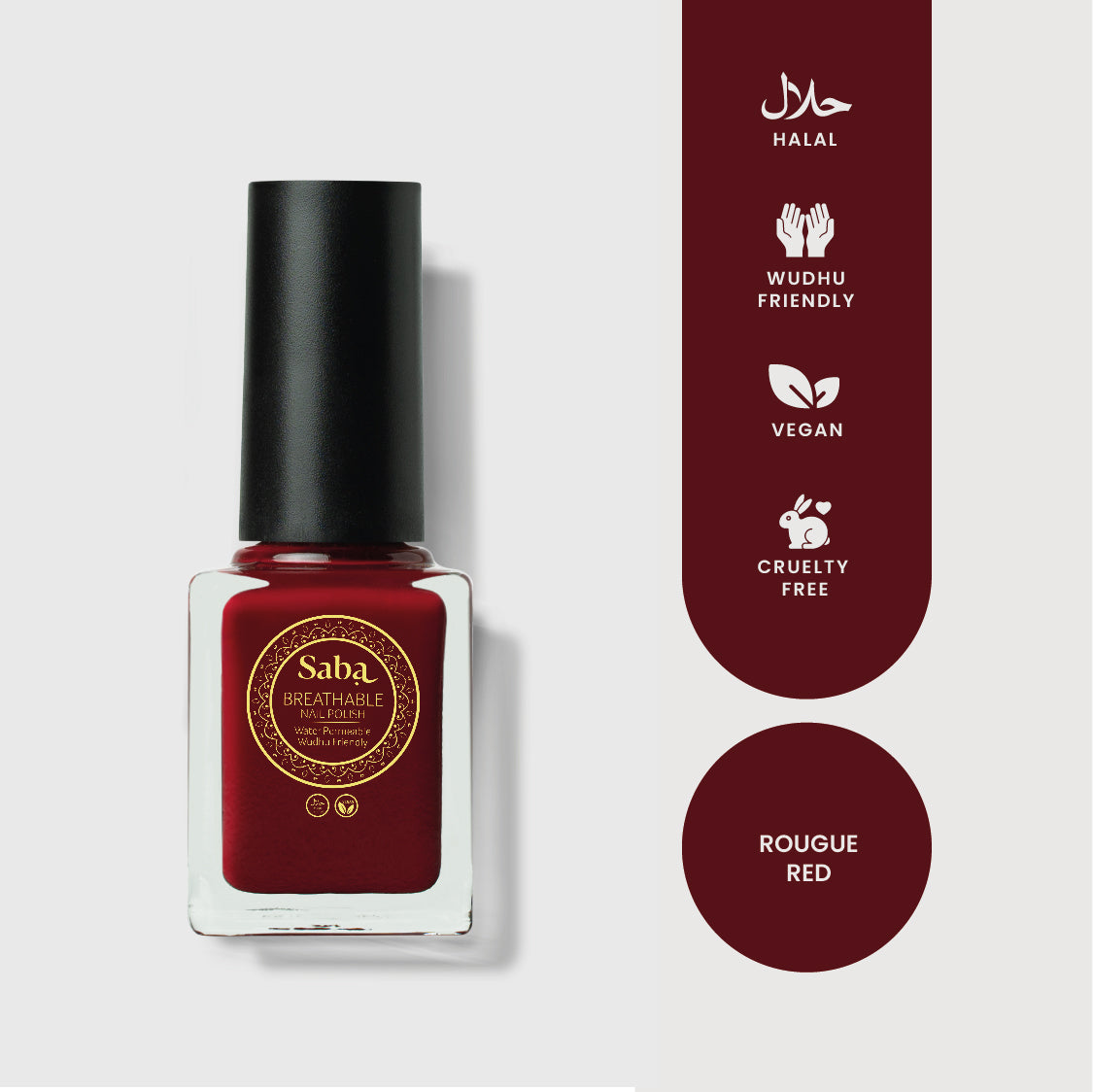 Saba’s breathable Red Rouge Nail Polish