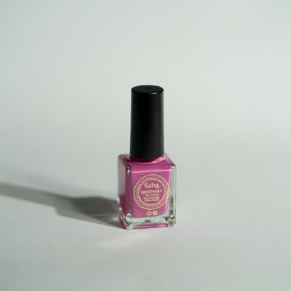 Saba Mulberry Pink is a sheer, breathable nail polish that enhances your natural nails with a soft pink glow. Vegan, toxin-free, and beautifully lightweight