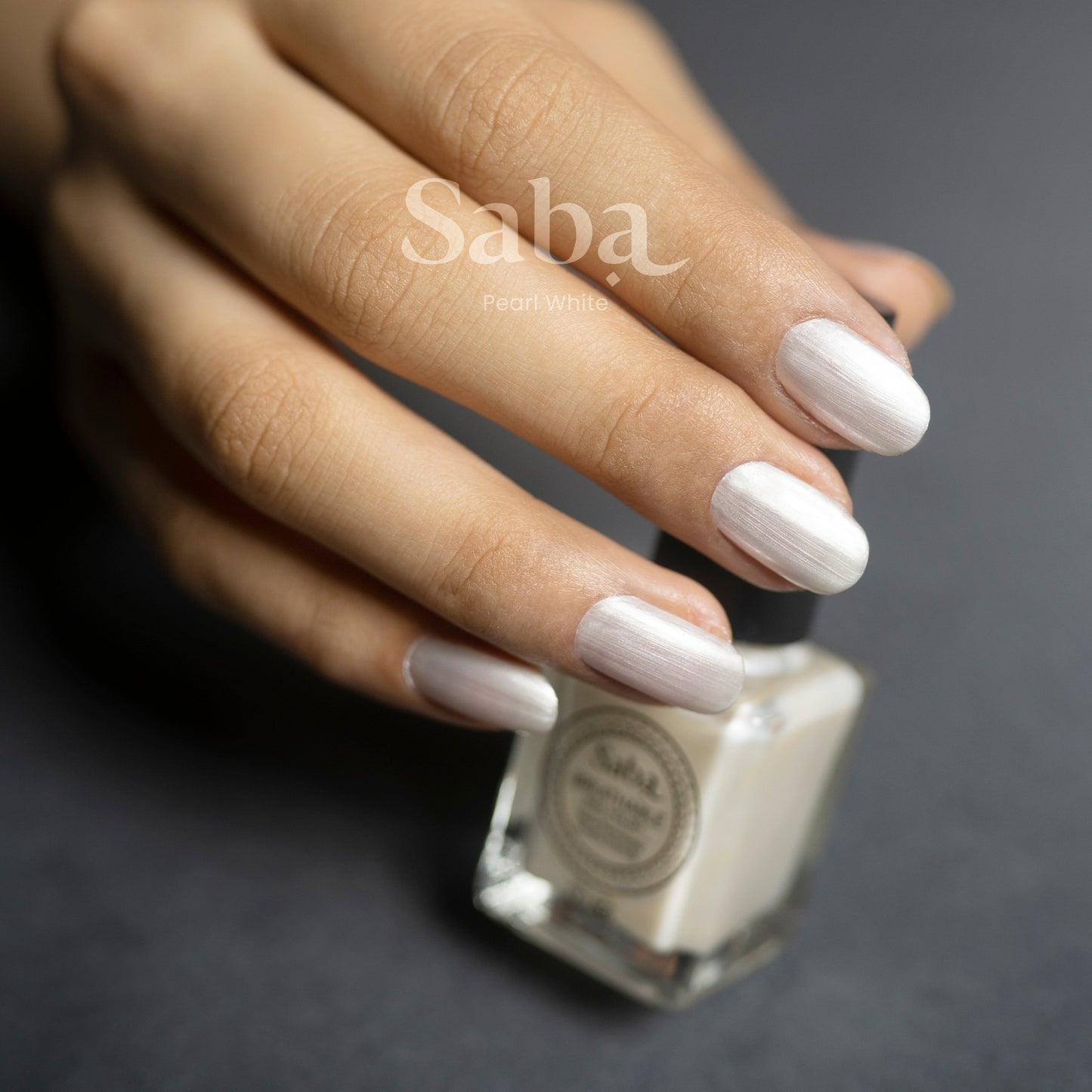 Saba’s breathable Pearl White Nail Polish