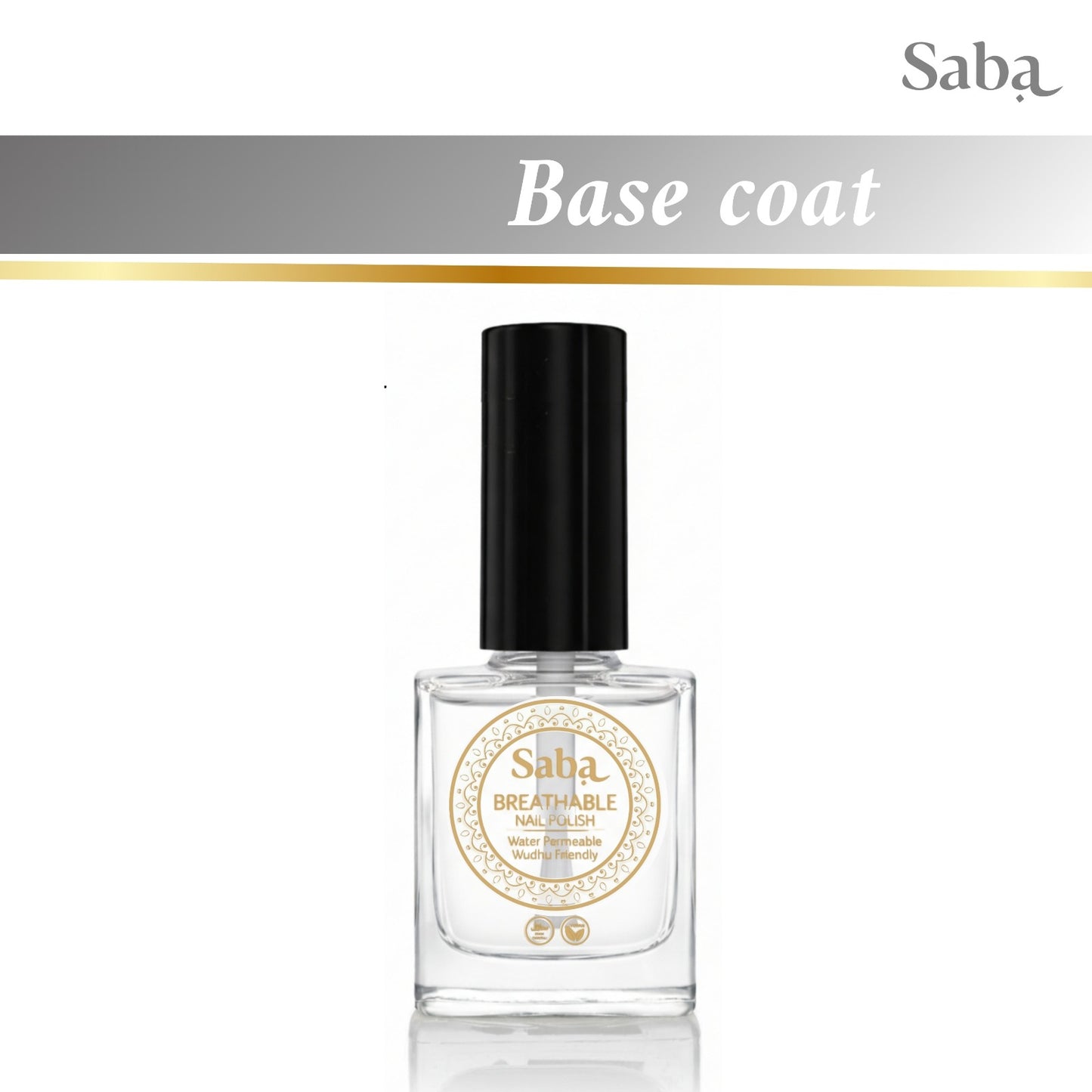 Halal Breathable Nail Polish Base Coat | Wudhu Friendly | Saba Singapore