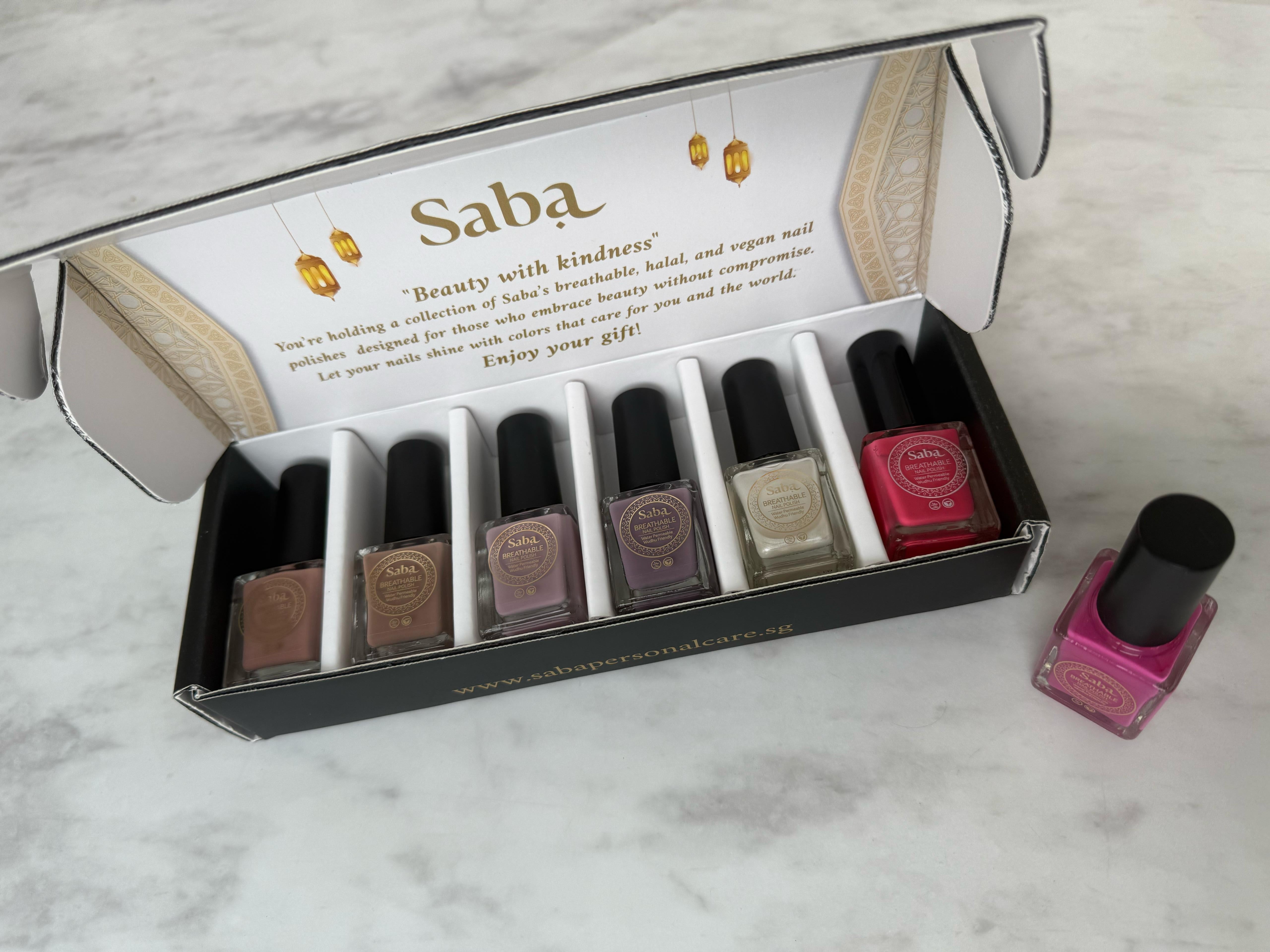 Saba Nail Polish Gift Box – Exclusive 6-Piece Breathable Nail Polish Set