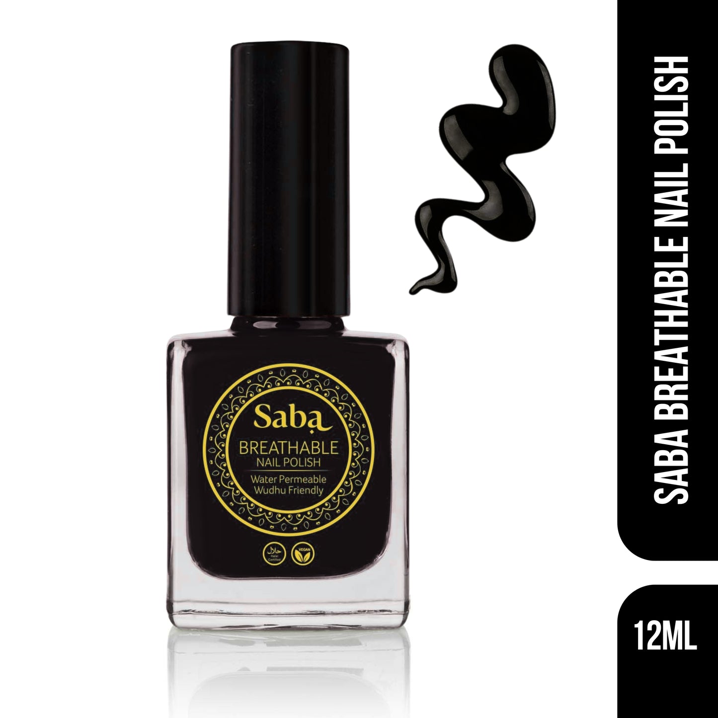 Halal Breathable Nail Polish – Black Pearl | Wudhu Friendly | Saba Singapore