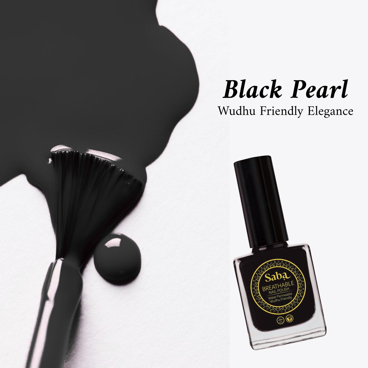 Halal Breathable Nail Polish – Black Pearl | Wudhu Friendly | Saba Singapore