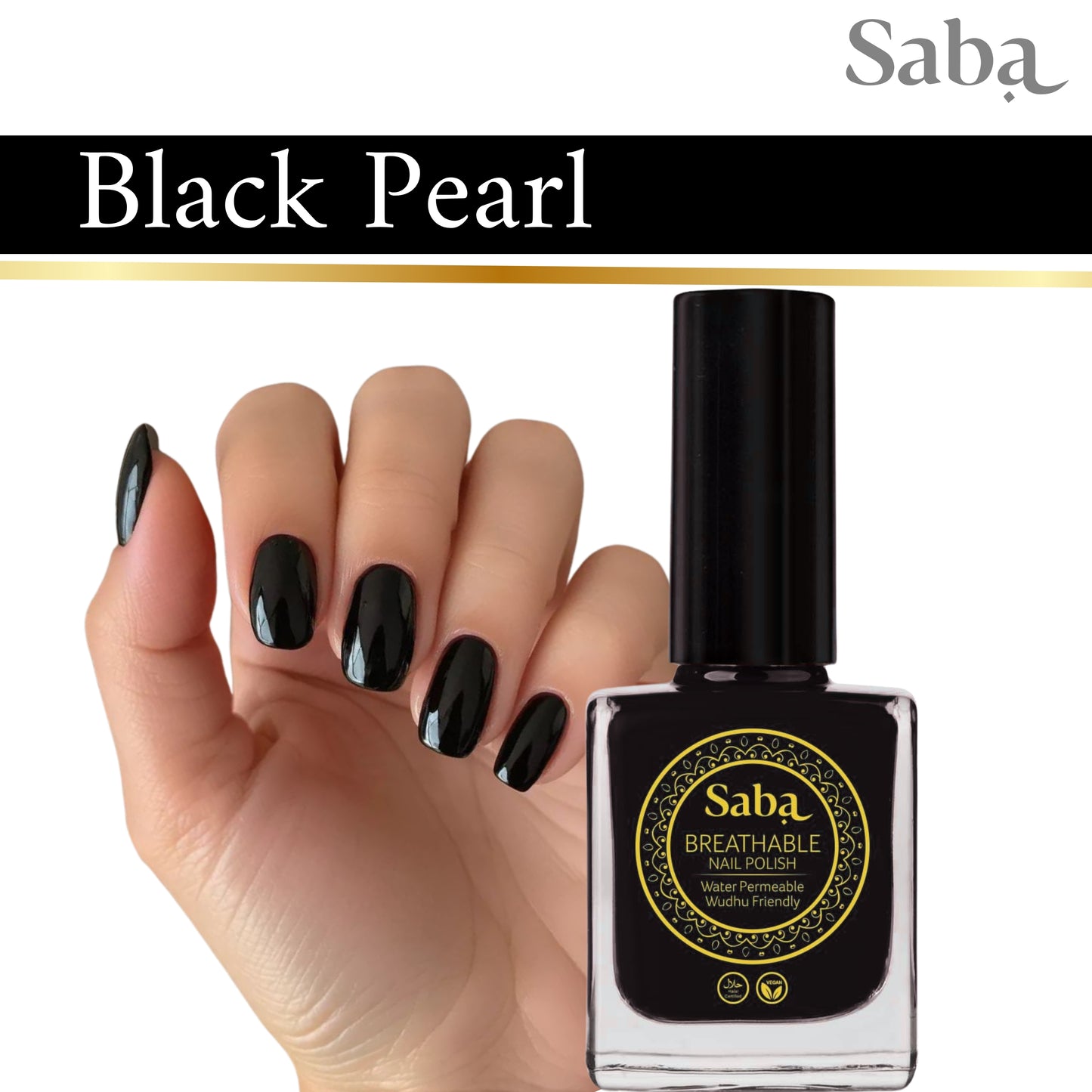 Halal Breathable Nail Polish – Black Pearl | Wudhu Friendly | Saba Singapore