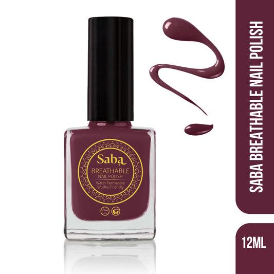 Halal Breathable Nail Polish – Plum Red | Wudhu Friendly | Saba Singapore