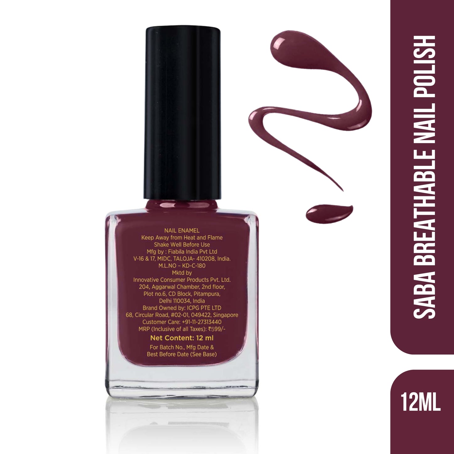 Halal Breathable Nail Polish – Plum Red | Wudhu Friendly | Saba Singapore