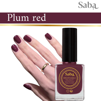 Halal Breathable Nail Polish – Plum Red | Wudhu Friendly | Saba Singapore
