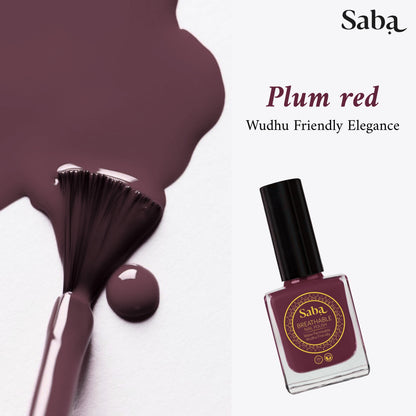 Halal Breathable Nail Polish – Plum Red | Wudhu Friendly | Saba Singapore