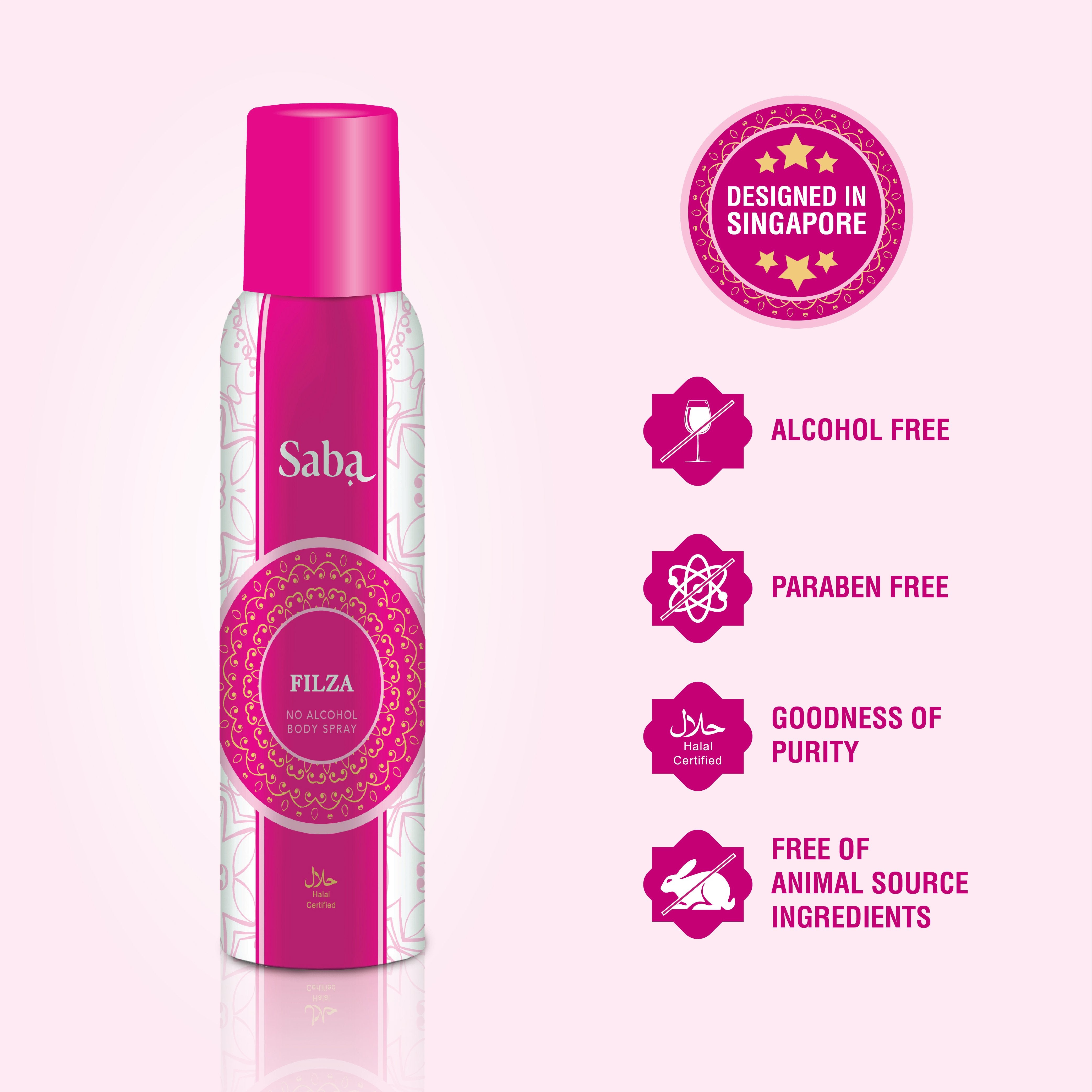 Saba  Filza Halal & Vegan Perfumed Body Spray Deodorant