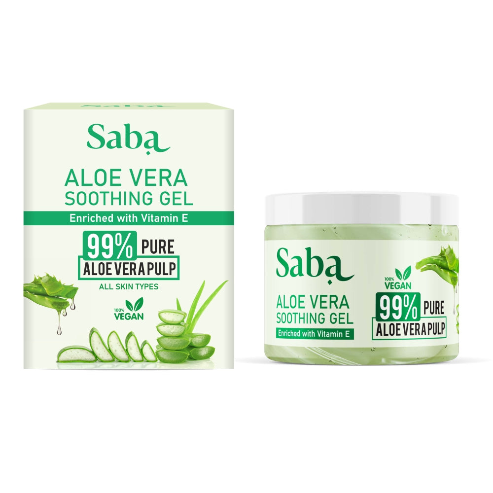 Saba Pure Aloe Vera Gel- For Sun Burn, After Sun, Natural Moisturization, Acne control, Nourishment of skin