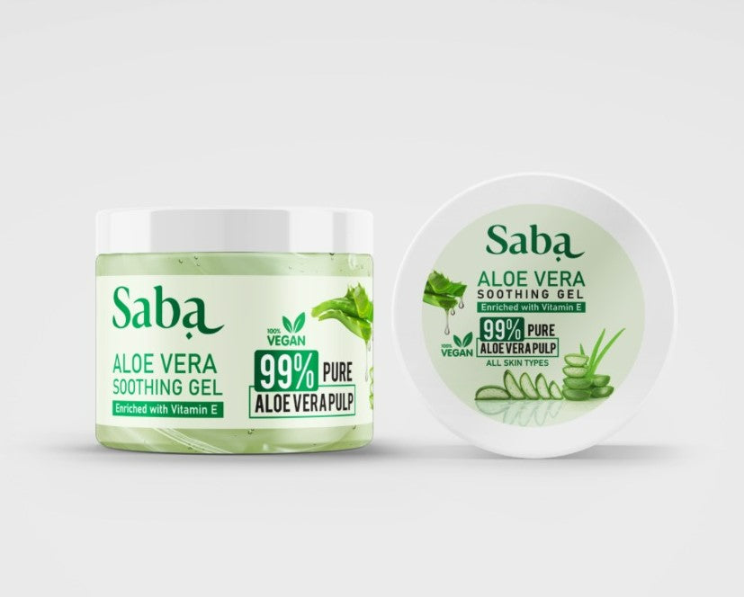 Saba Pure Aloe Vera Gel- For Sun Burn, After Sun, Natural Moisturization, Acne control, Nourishment of skin