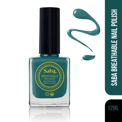 Saba Emerald Green is a bold, breathable nail polish with a jewel-toned finish. Toxin-free, vegan, and designed to turn heads with rich, vibrant color