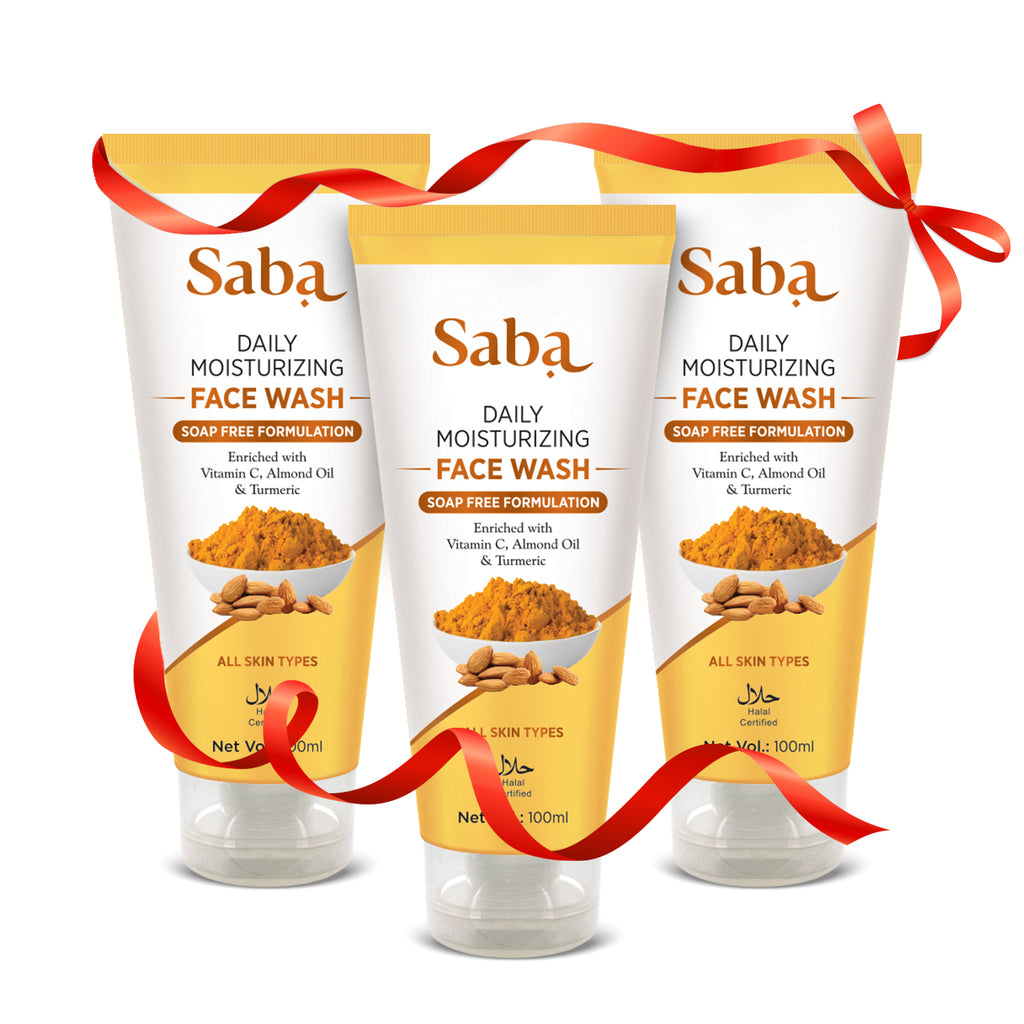 Saba Daily Moisturizing Turmeric and Almond Soap Free Facewash - Pack of 3 units