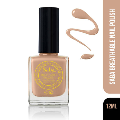 Saba Peach Play is a breathable nude peach nail polish that flatters all skin tones. Toxin-free, vegan, and designed to keep nails healthy and beautiful