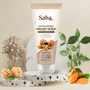 Saba Natural Exfoliating Walnut Scrub - With Walnut shell powder