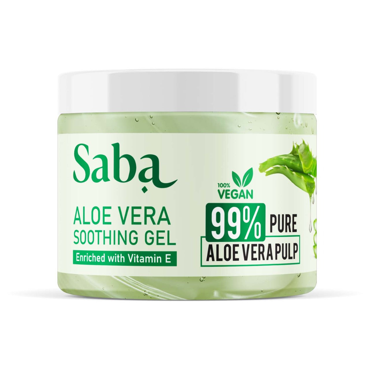 Saba Pure Aloe Vera Gel- For Sun Burn, After Sun, Natural Moisturization, Acne control, Nourishment of skin