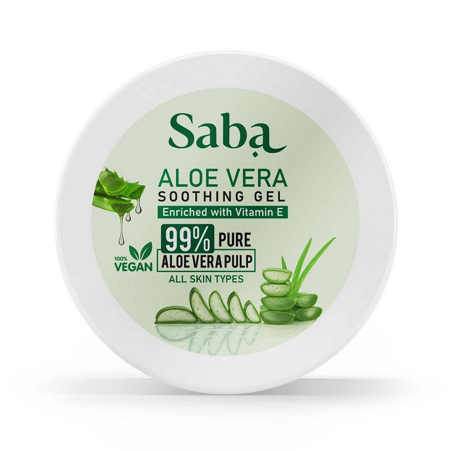 Saba Pure Aloe Vera Gel- For Sun Burn, After Sun, Natural Moisturization, Acne control, Nourishment of skin