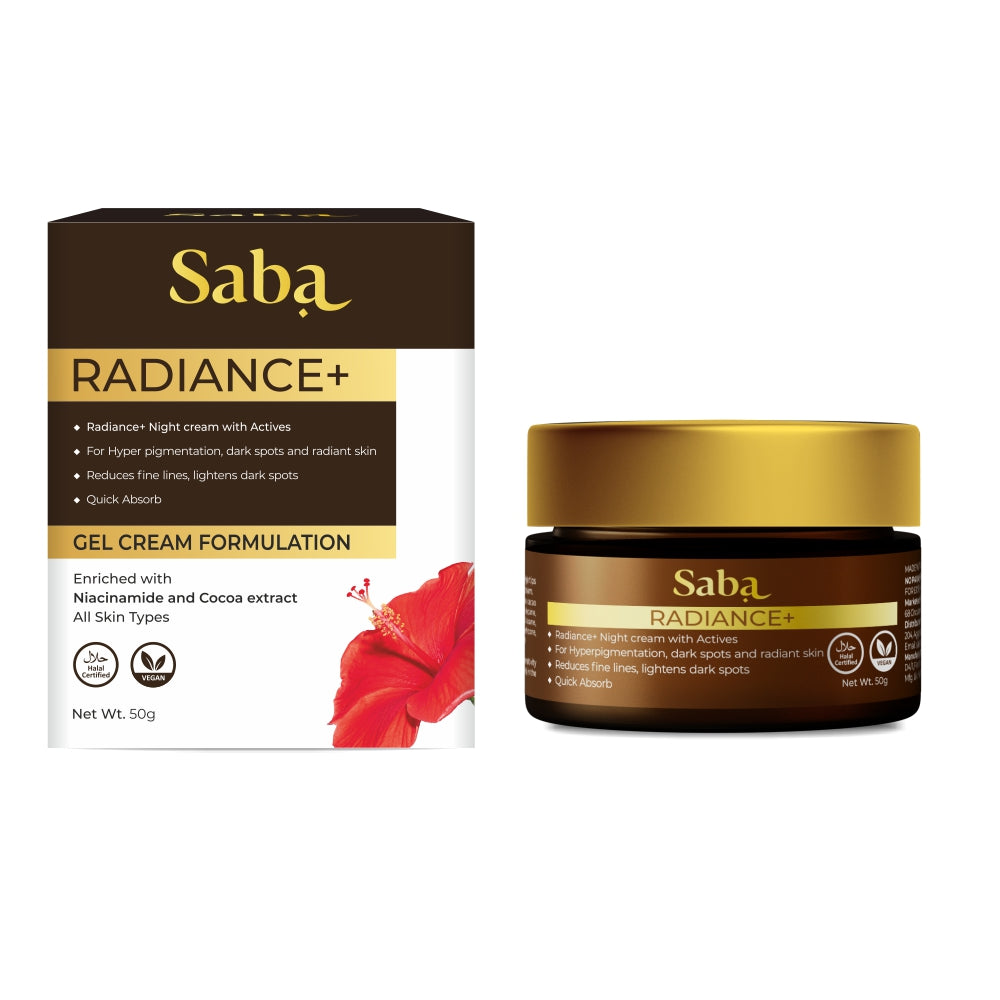 Saba Radiance+ Night Cream with Niacinamide, Cocoa Extract & Actives