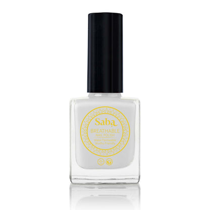 Saba’s breathable Pearl White Nail Polish
