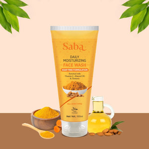 Saba Daily Moisturizing Turmeric and Almond Soap Free Facewash - Pack of 2 units